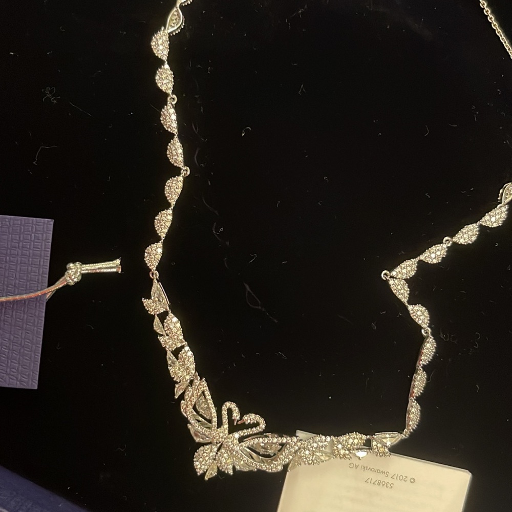 Diamond swan necklace